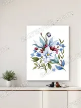 Blue White Red Floral Canvas Wall Art for Bedroom Living Room Home Decor – view 4