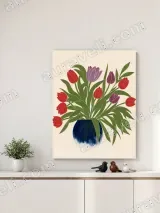 Red & Purple Tulip Bouquet Canvas Wall Art for Living Room Home Decor – view 4