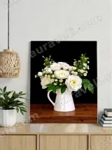 White Floral Bouquet Canvas Wall Art for Living Room Home Decor – view 3