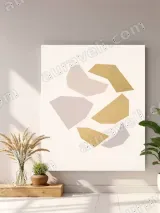 Abstract Geometric Gold & Blush Canvas Wall Art for Living Room Home Decor – view 4