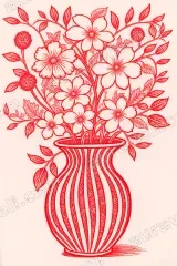 Red Floral Vase Canvas Wall Art for Living Room framed modern home decor