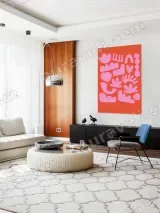 Abstract Pink Organic Shapes Wall Art for Living Bedroom Home Decor – view 5