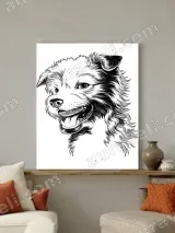 Happy Dog Black & White Line Art Canvas Wall Art for Home Decor – view 4