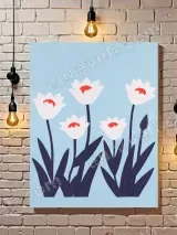 Minimalist White Floral Wall Art for Living Room and Bedroom Home Decor