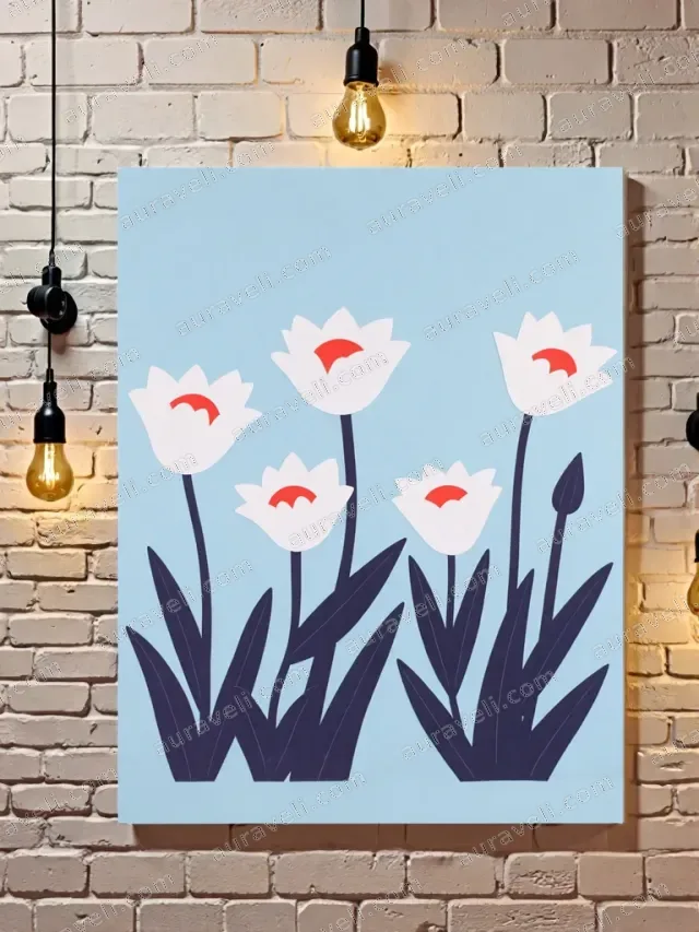 Minimalist White Floral Wall Art for Living Room and Bedroom Home Decor — art print