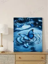 Blue Butterfly Water Ripple Canvas Wall Art for Living Room Bedroom Home Decor – view 3