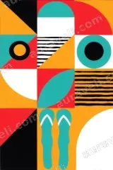 Abstract Geometric Summer Canvas Wall Art for Living Room framed modern home decor