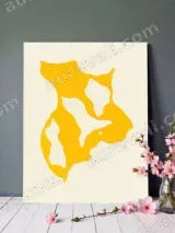 Abstract Yellow Organic Shape Canvas Wall Art for Living Room Home Decor – view 2