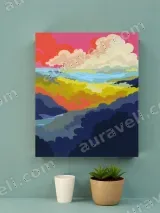 Abstract Colorful Cloudscape Canvas Wall Art for Living Room Decor