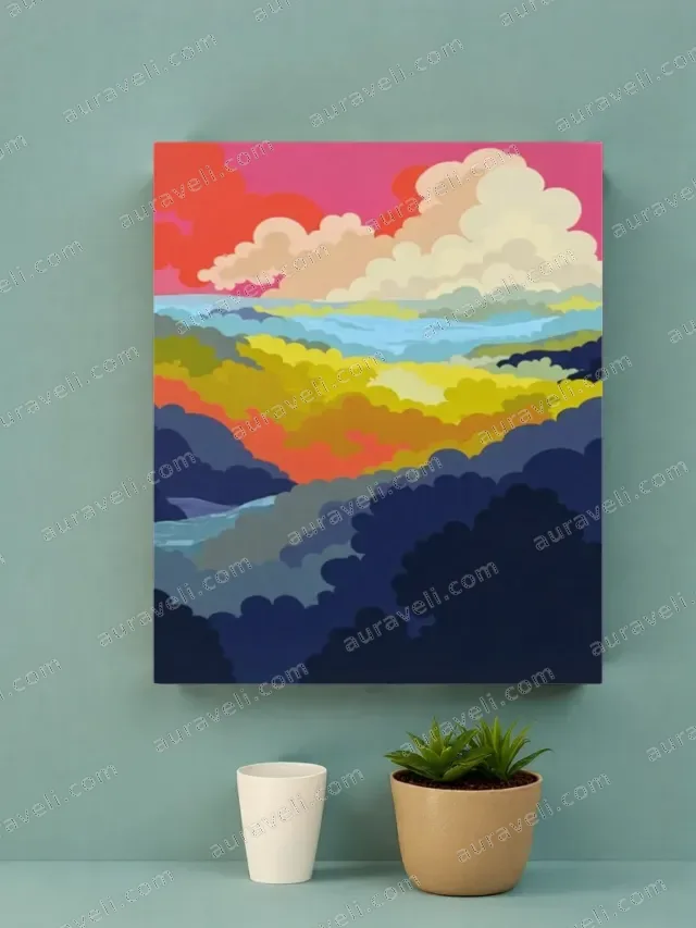 Abstract Colorful Cloudscape Canvas Wall Art for Living Room Decor — art print