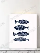 Navy Blue Fish Minimalist Canvas Wall Art for Home Decor – view 3