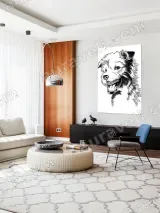 Happy Dog Black & White Line Art Canvas Wall Art for Home Decor – view 5