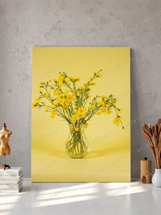 Yellow Daisy Bouquet Canvas Wall Art for Living Room Bedroom Home Decor — art print