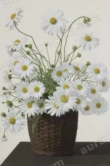 Daisies in Woven Basket Floral Canvas Wall Art for framed modern home decor