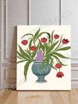 Floral Tulip & Hyacinth Vase Canvas Wall Art for Home Decor