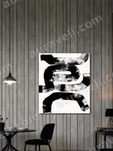Abstract Black Brushstroke Canvas Wall Art for Living Room Home Decor – view 2