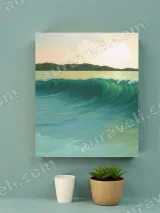 Sunset Ocean Wave Coastal Canvas Wall Art for Living Room Home Decor