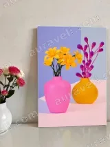 Colorful Floral Vases Canvas Wall Art for Living Room Home Decor – view 2