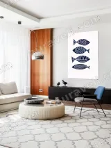 Navy Blue Fish Minimalist Canvas Wall Art for Home Decor – view 5