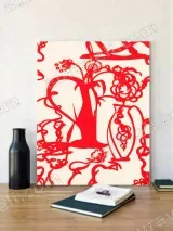 Red Abstract Floral & Vase Canvas Wall Art for Living Room Decor – view 3