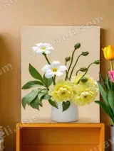 Yellow & White Floral Canvas Wall Art for Living Room Bedroom Decor – view 2