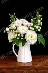 White Floral Bouquet Canvas Wall Art for Living Room framed modern home decor