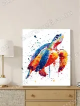 Colorful Sea Turtle Watercolor Splatter Canvas Wall Art for Home Decor – view 4