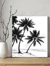 Black & White Palm Tree Beach Canvas Wall Art for Home Decor