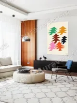 Colorful Abstract Pine Trees Canvas Wall Art for Living Room Home Decor – view 5