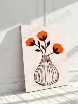 Orange Floral Vase Canvas Wall Art for Living Room Home Decor – view 3