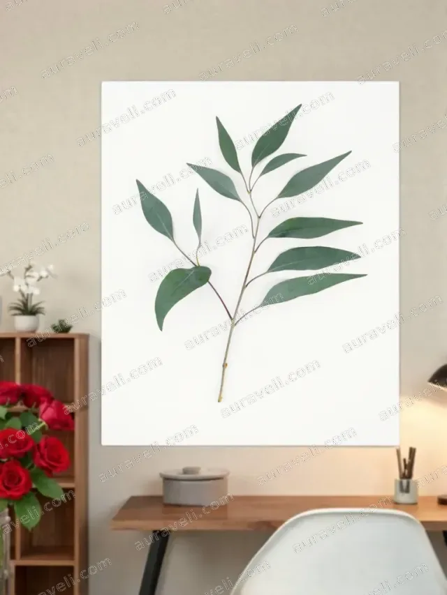 Eucalyptus Leaf Minimalist Canvas Wall Art for Living Room Home Decor — art print