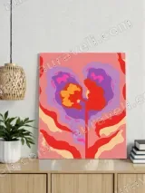 Vibrant Abstract Floral Canvas Wall Art for Living Room Decor – view 3