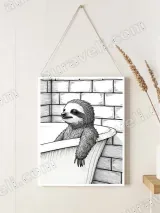 Sloth in Bathtub Line Art Wall Art for Bathroom Home Decor – view 2