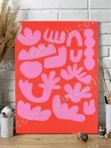 Abstract Pink Organic Shapes Canvas Wall Art for Living Room Home Decor
