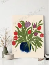 Red & Purple Tulip Bouquet Canvas Wall Art for Living Room Home Decor