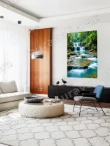 Turquoise Forest Waterfall Stream Canvas Wall Art for Living Room Home Decor – view 4