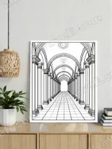 Architectural Archway Corridor Line Art Canvas Wall Art for Home Decor – view 3