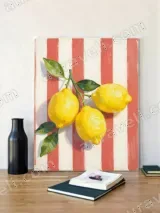 Lemons on Red-White Striped Canvas Wall Art for Home Decor – view 4