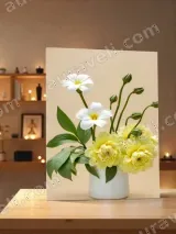 Yellow & White Floral Canvas Wall Art for Living Room Bedroom Decor – view 3