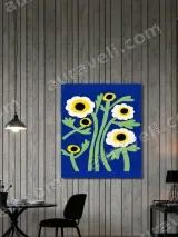 Floral Canvas Wall Art with White Yellow Flowers for Home Decor – view 2