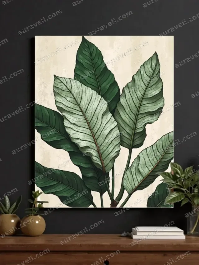 Botanical Tropical Leaf Canvas Wall Art for Living Room Bedroom Home Decor — art print