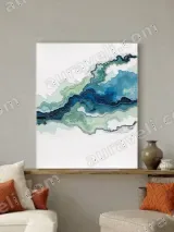 Abstract Blue Green Fluid Canvas Wall Art for Living Room Home Decor – view 3