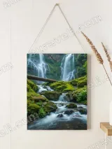 Waterfall & Mossy Rocks Nature Canvas Wall Art for Living Room Decor – view 2