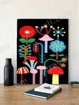 Colorful Abstract Floral & Mushroom Canvas Wall Art for Home Decor – view 2