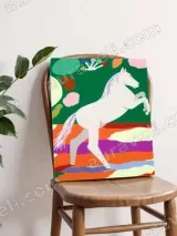 Colorful Rearing White Horse Canvas Wall Art for Home Decor – view 4