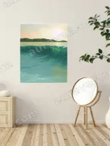 Sunset Ocean Wave Coastal Canvas Wall Art for Living Room Home Decor – view 2