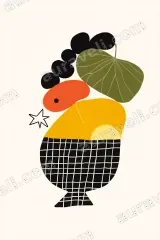 Abstract Fruit Bowl Canvas Wall Art for Living Room framed modern home decor
