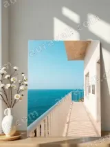 Seaside Balcony Ocean View Canvas Wall Art for Living Room Bedroom Home Decor – view 4