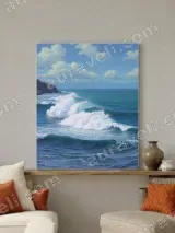Ocean Waves Coastal Seascape Canvas Wall Art for Living Room Decor – view 3