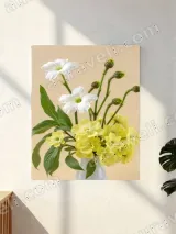 White & Yellow Floral Bouquet Canvas Wall Art for Living Room Home Decor – view 2